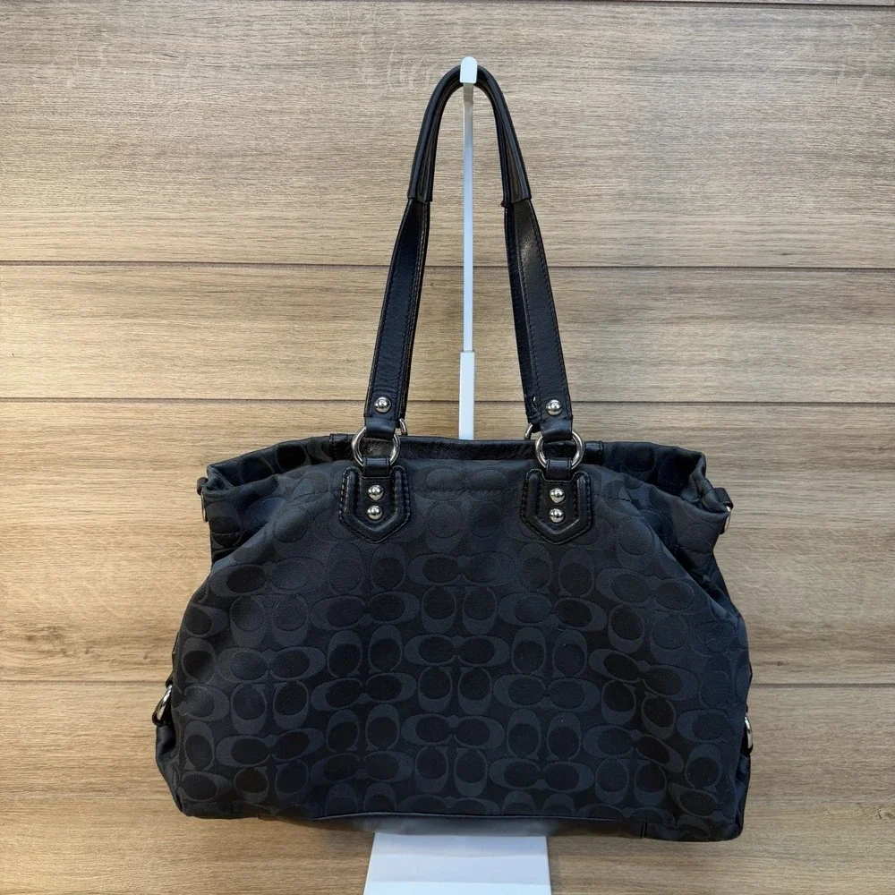 Coach Ashley Satchel Black Monogram Jacquard Leather Bag Y2K Classic F19244